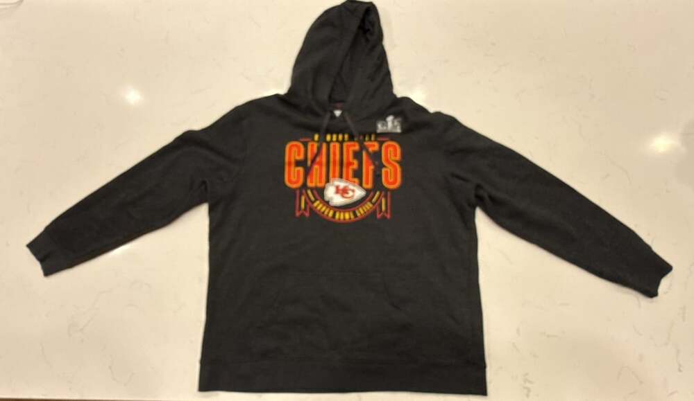 Kansas City Chiefs Super Bowl LVIII Charcoal Grey Pullover Hoodie Sweatshirt 2XL
